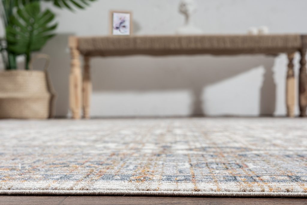 Drawing influence from traditional and tribal designs using soft earth tones, our machine made Oushak rug, Tift Tuesday pick "Oushak SM-787," will elevate any interior! 