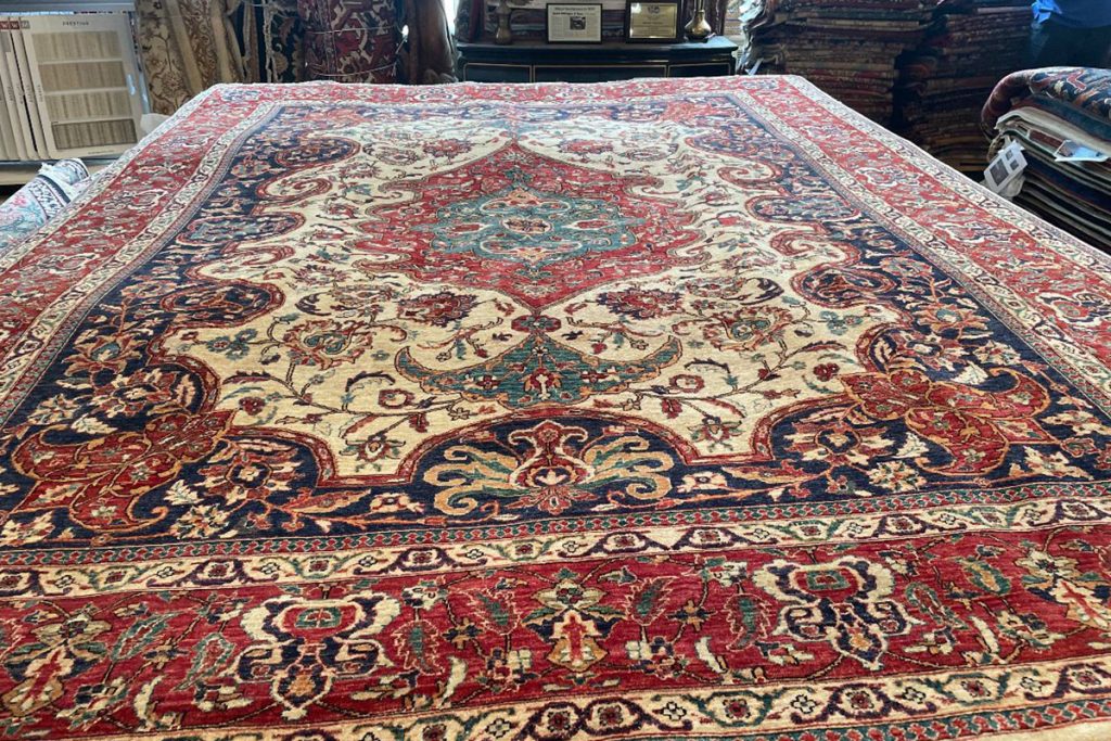 Take a cue from the fall season and opt for a vegetable dyed area rug.